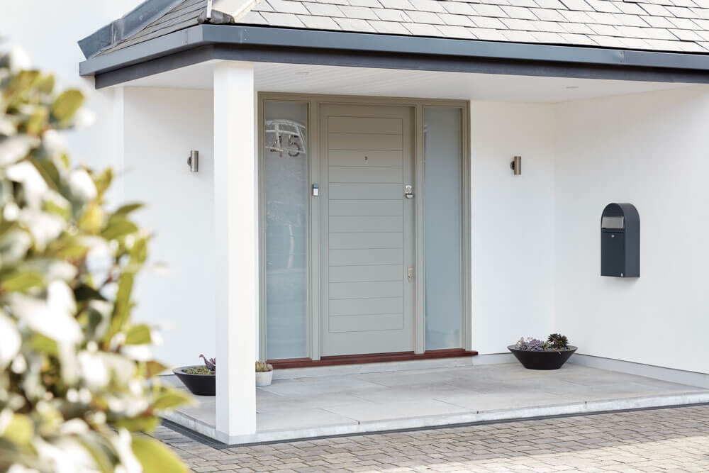 front door with sidelights